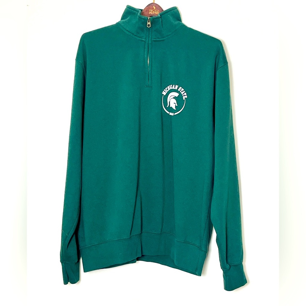 Michigan State 1/4 Zip Sweatshirt Men’s Large Green Spartans NCAA College Sports